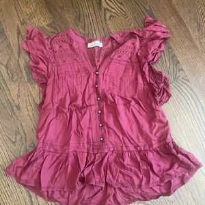 Abercrombie & Fitch Raspberry Ruffle Button-Front Blouse